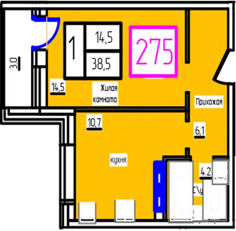 Продам 1-комн. квартиру 38.5 кв.м. - Фото 2
