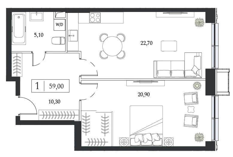 Продам 2-комн. квартиру 59 кв.м. - Фото 1