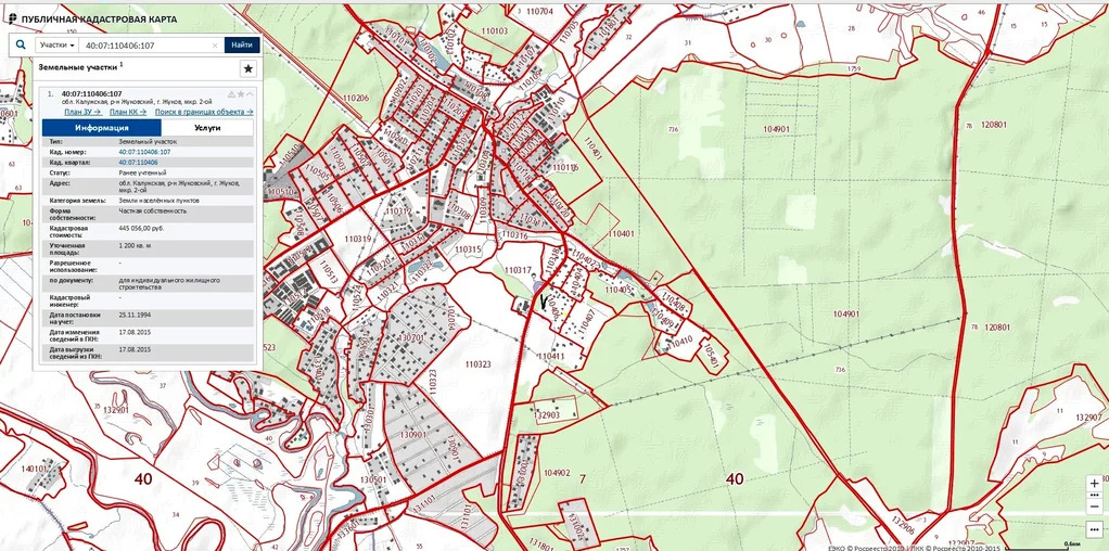 Публичная кадастровая карта г жуков калужской области