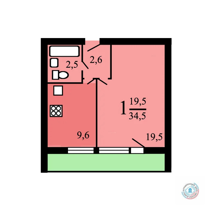 Продается квартира, 34.6 м - Фото 0