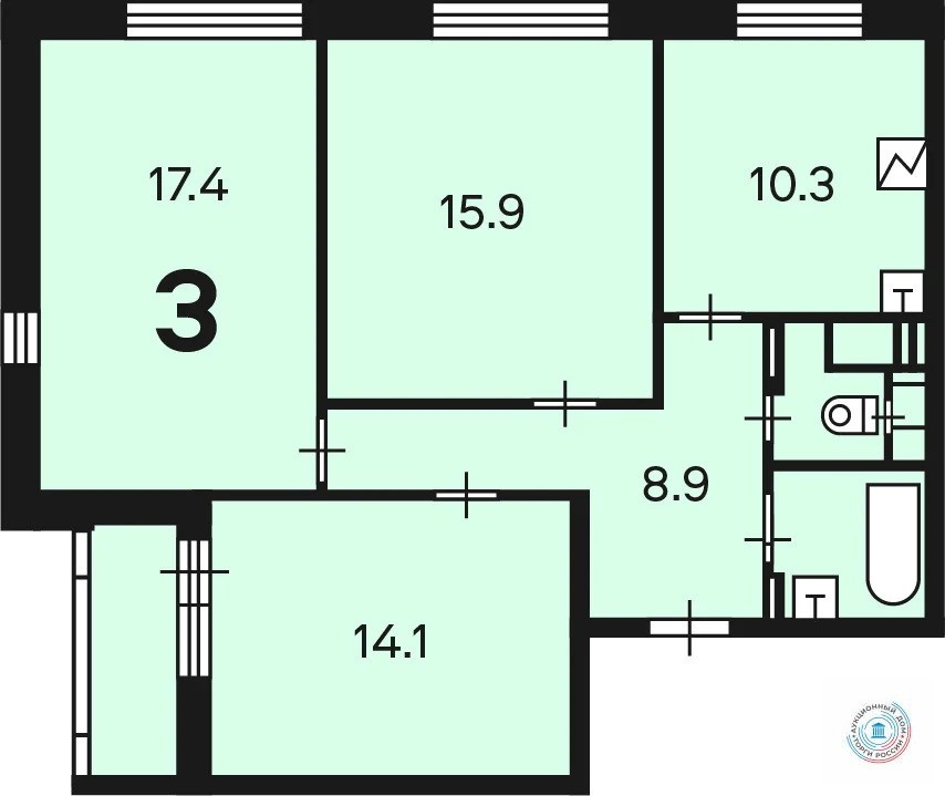 Продается квартира, 72.1 м - Фото 6