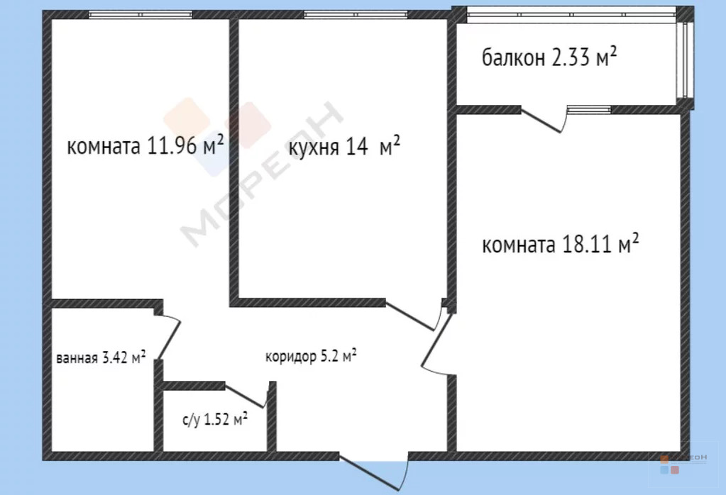 2-я квартира, 58.40 кв.м, 3/3 этаж, Немецкая деревня, Шумана ул, ... - Фото 13