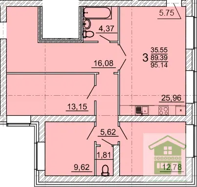 Продажа 3 ком кв 95 кв м с. Новая Усмань, ул. 70 лет Победы, д.11 - Фото 0