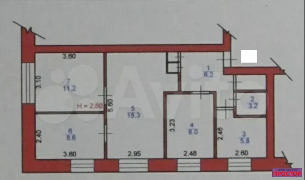 4-к. квартира, 61 м, 1/5 эт. - Фото 1
