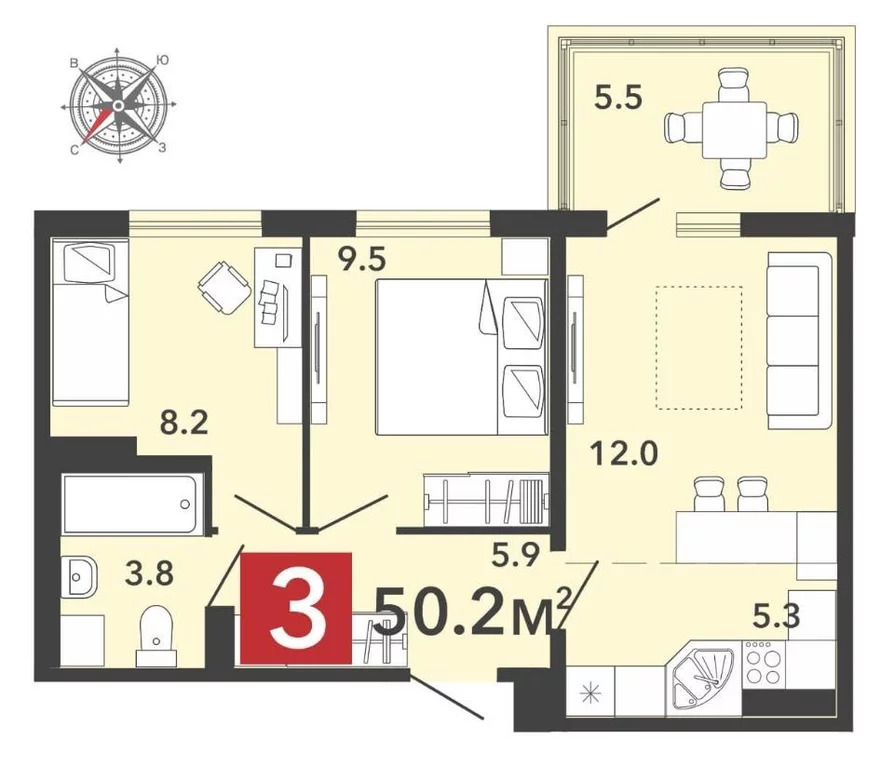 Продается квартира, 85.4 м - Фото 4