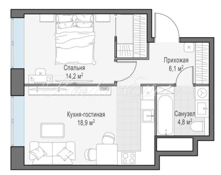 1-км кв. ЖК "Собрание клубных домов West Garden" (ном. объекта: 8113) - Фото 4