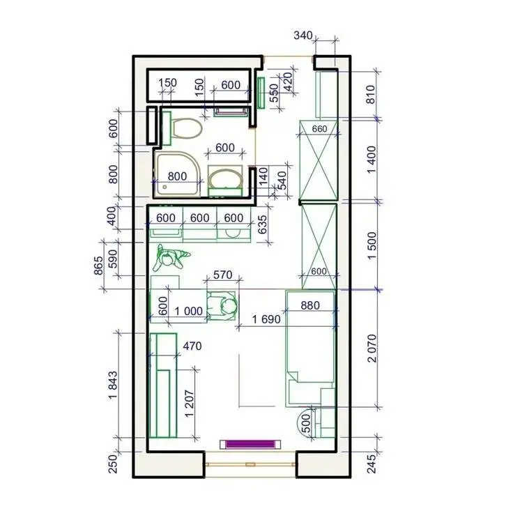 Квартира-студия, 21 м, 4/4 эт. - Фото 1