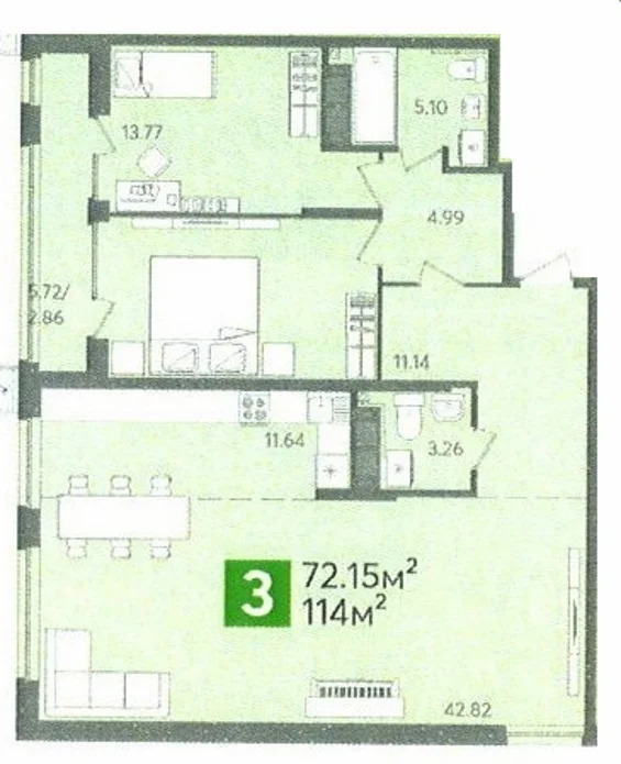 Продается квартира, 114 м - Фото 1