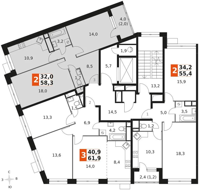 Продам 2-комн. квартиру 58.1 кв.м. - Фото 1