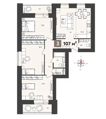 Продается квартира, 107 м - Фото 5