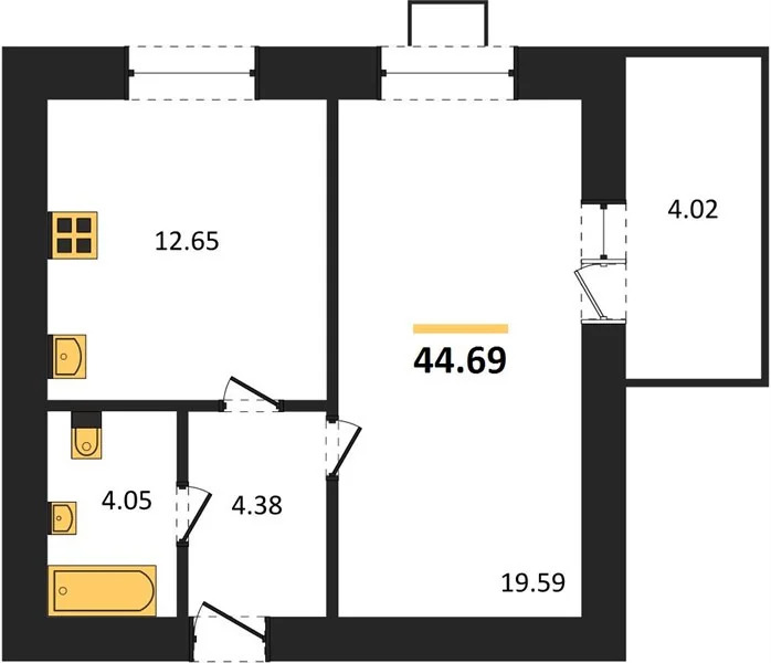Продается квартира, 44.69 м - Фото 1