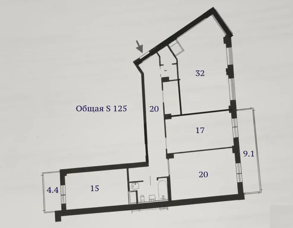 3-к. квартира, 112 м, 14/17 эт. - Фото 15