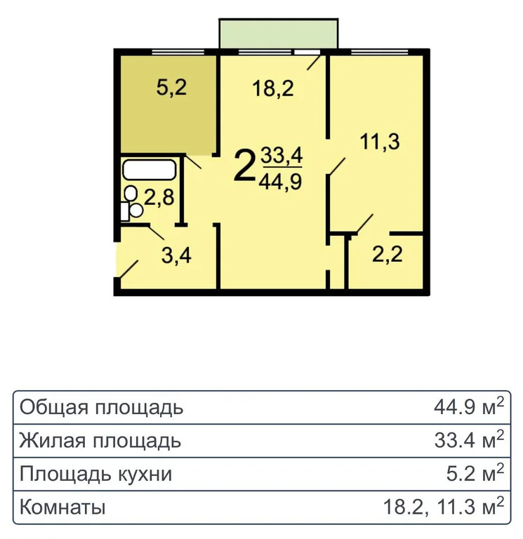 Продам 2-комн. квартиру 45.1 кв.м. - Фото 0