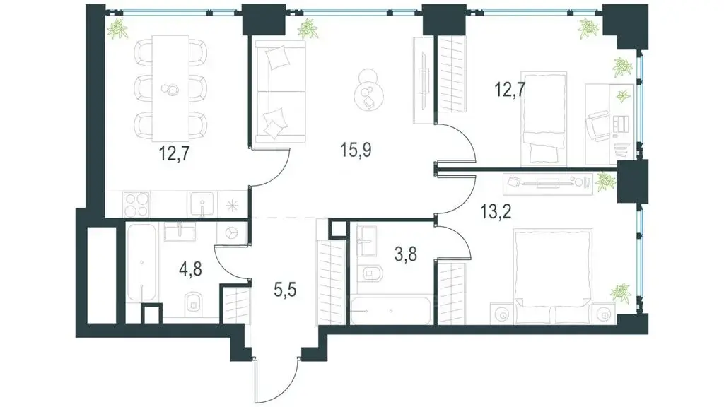 Продажа 3-комн. кв-ры, ул. Озерная, д. 1, к.1 - Фото 1