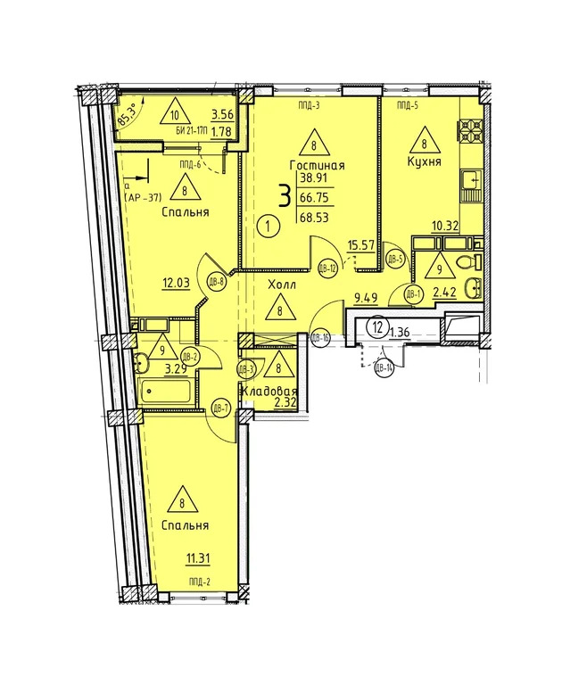 Продается квартира, 68.53 м - Фото 2