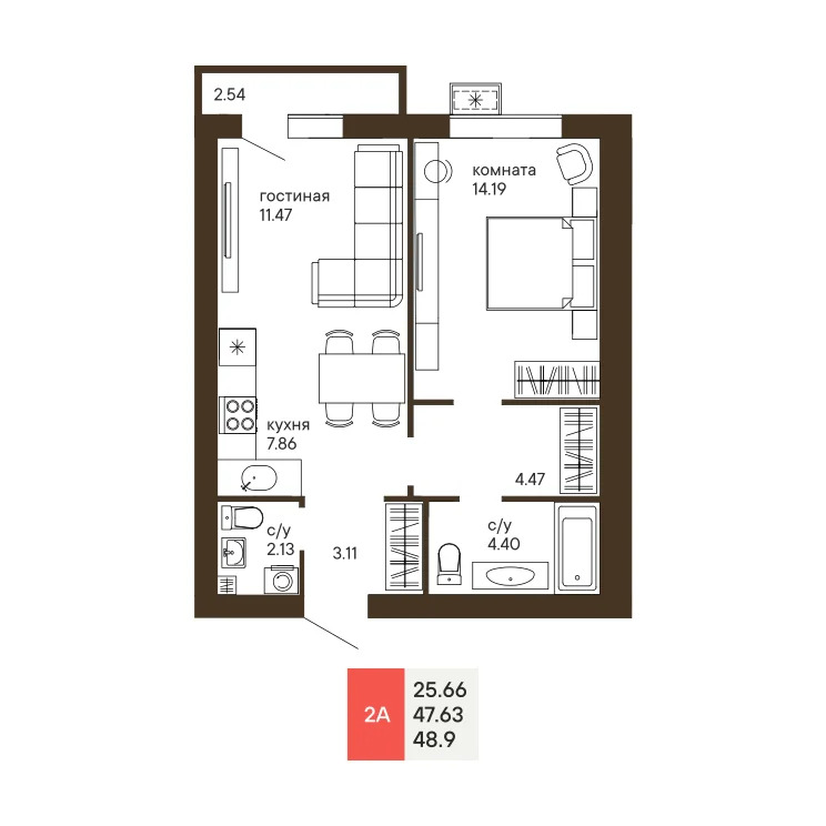 Продается квартира, 48.9 м - Фото 1