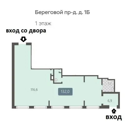 Аренда ПНС 132м2, Береговой проезд 1Б - Фото 1