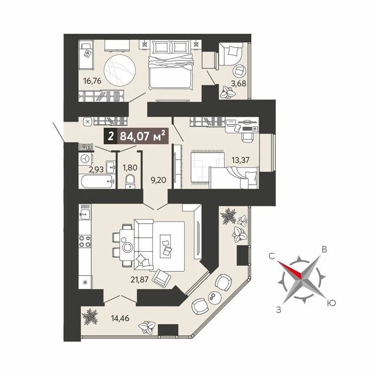 Продается квартира, 84.07 м - Фото 1