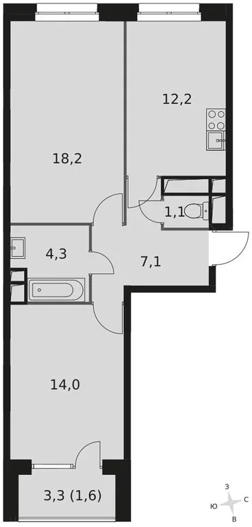 Продам 2-комн. квартиру 58.3 кв.м. - Фото 3