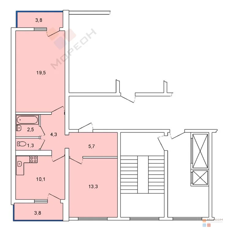 2-я квартира, 57.00 кв.м, 14/16 этаж, ККБ, Героев-Разведчиков ул, ... - Фото 7