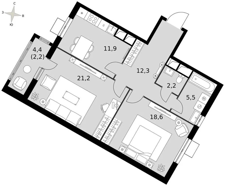 Продам 2-комн. квартиру 74 кв.м. - Фото 23