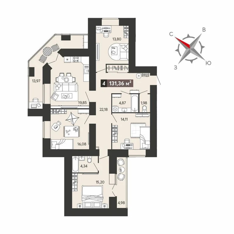 Продается квартира, 116.96 м - Фото 8