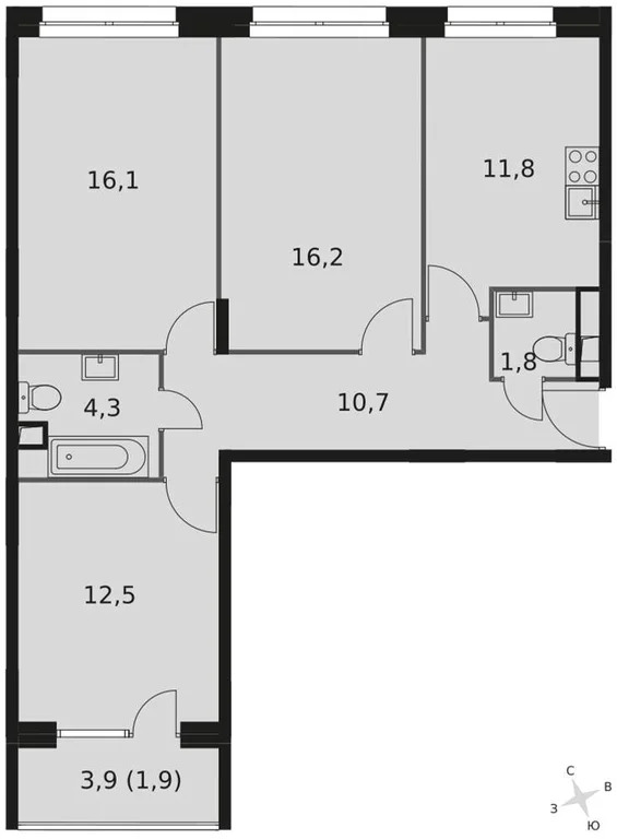 Продам 3-комн. квартиру 75.3 кв.м. - Фото 3
