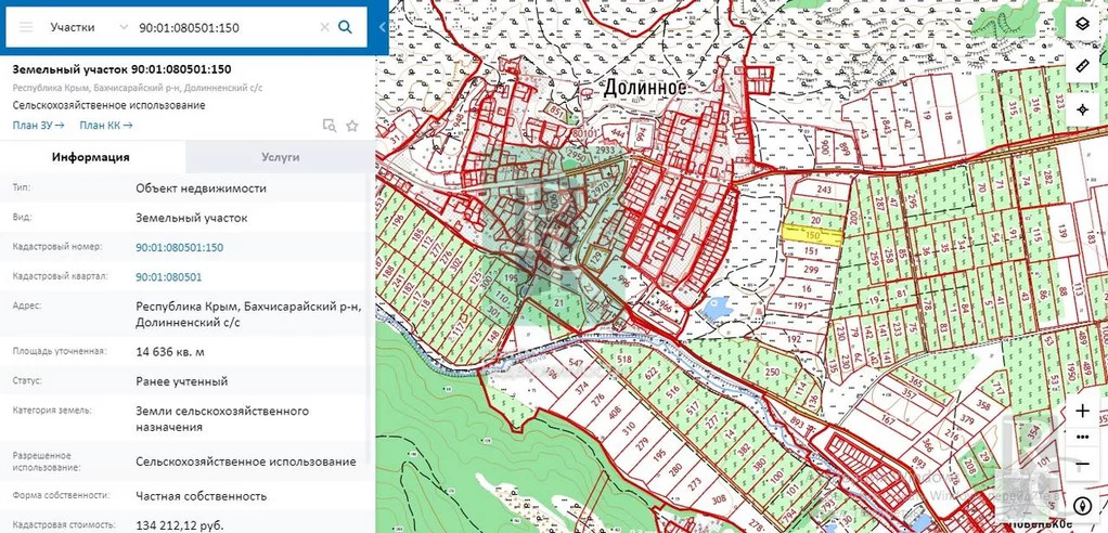 Кадастровая карта села зеленое бахчисарайского района