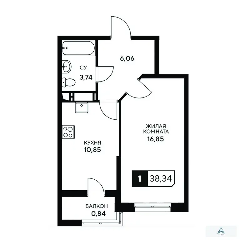 Продаётся 1-комн. квартира, 38,34 кв. м. - Фото 1