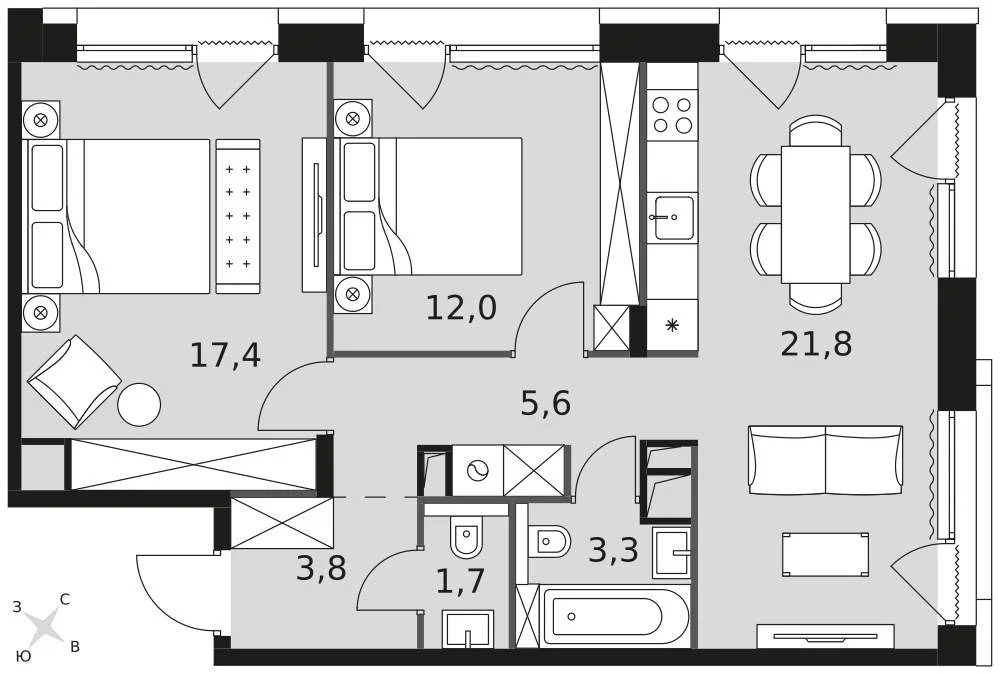 Продам 3-комн. квартиру 65.6 кв.м. - Фото 2