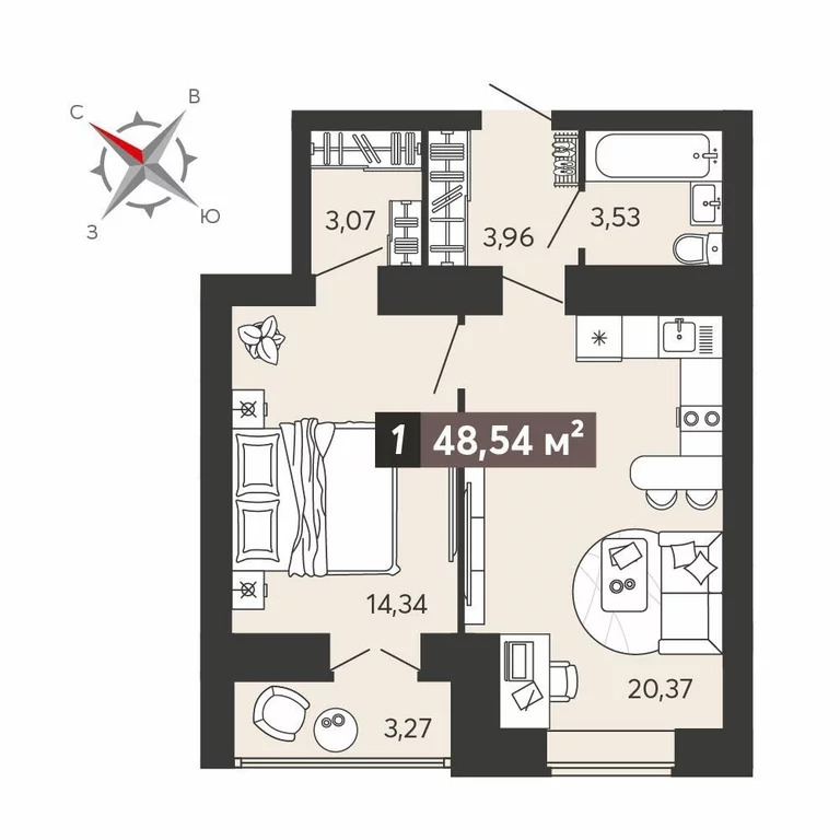 Продается квартира, 48.54 м - Фото 7