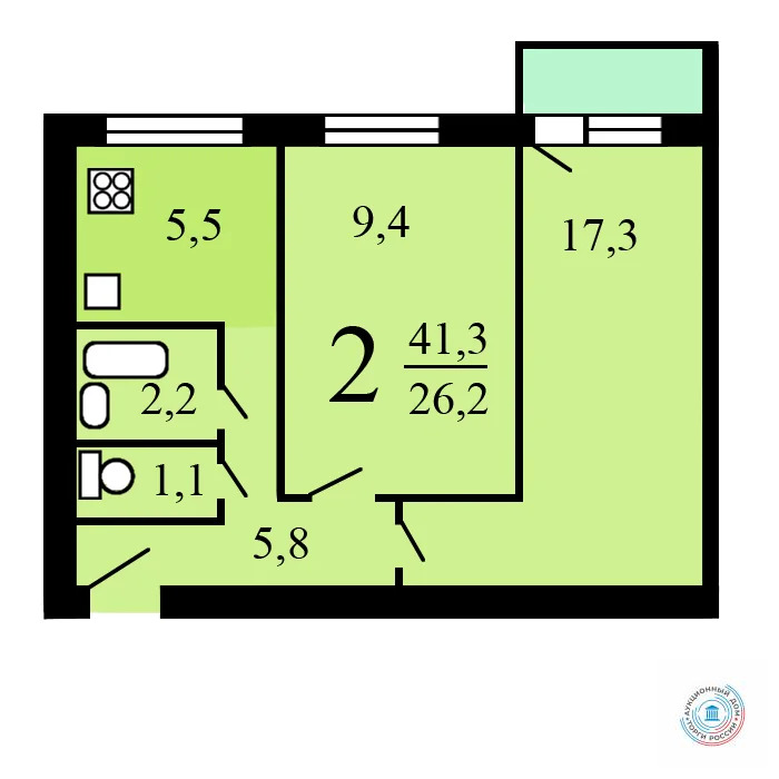 Продается квартира, 41.3 м - Фото 0