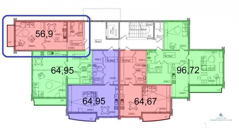 2-к квартира, 53 м, 5/9 эт. - Фото 18