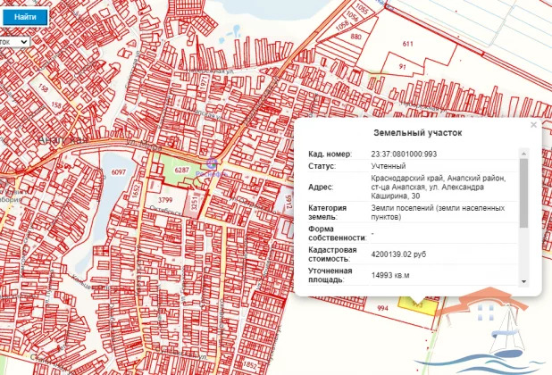 Кадастровая карта станица анапская улица заречная 18