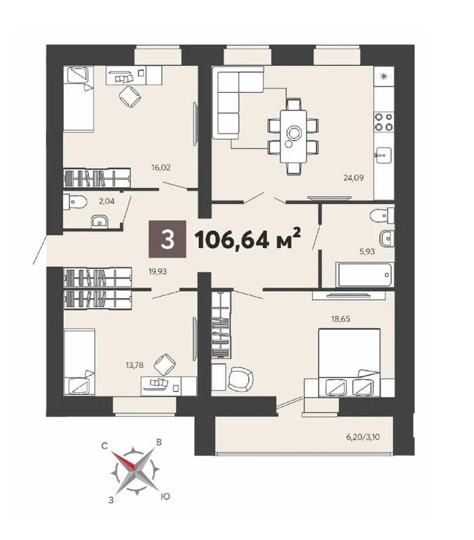 Продается квартира, 105.47 м - Фото 12