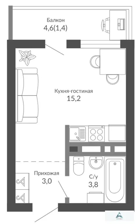 Продаётся студия в ЖК комфорт-класса на Юге России - Фото 1