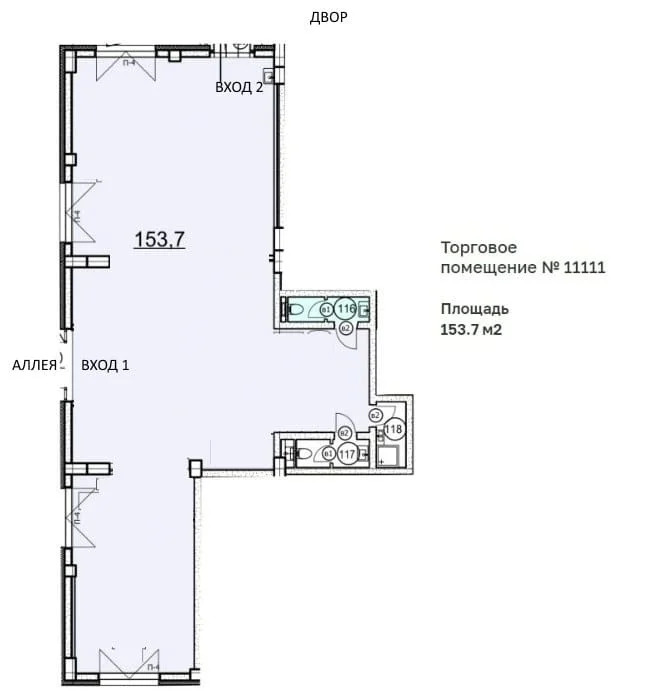 Торговое помещение, 153.7 м - Фото 2