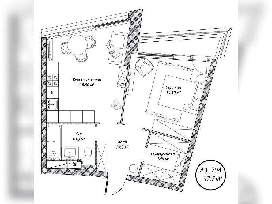 Продам 1-комн. квартиру 47.5 кв.м. - Фото 0