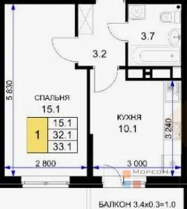 1-я квартира, 33.10 кв.м, 10/16 этаж, Энка, Героя Ростовского ул, ... - Фото 6