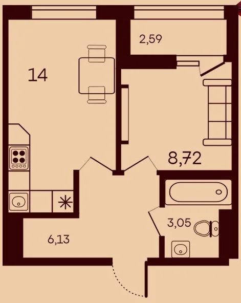 Продается квартира, 34.49 м - Фото 1