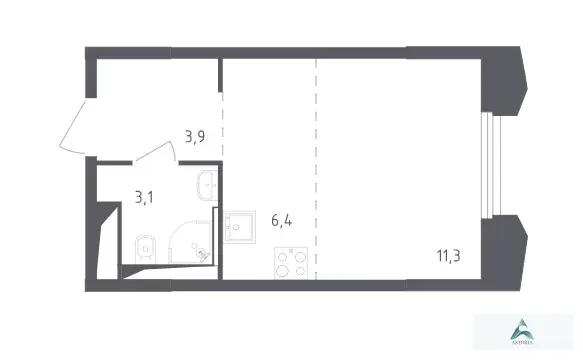 Продаётся студия, 24,7 кв. м. - Фото 5