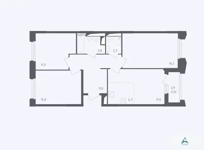 Продаётся 4-комн. квартира, 75,4 кв. м. - Фото 1