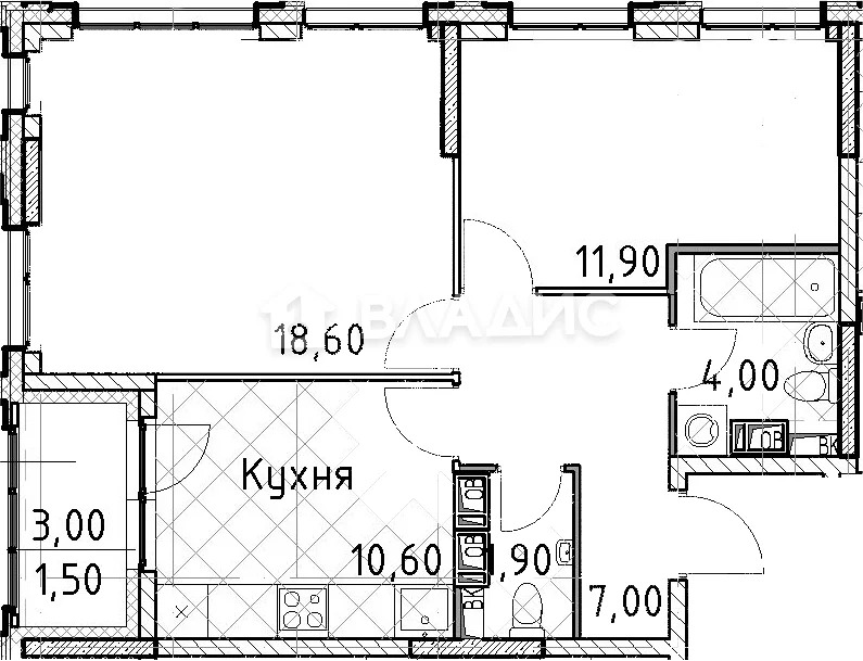 Санкт-Петербург, жилой комплекс Тайм Сквер, 2-комнатная квартира на ... - Фото 8