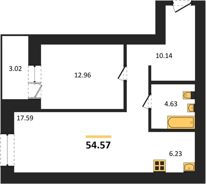 Продается квартира, 54.57 м - Фото 2