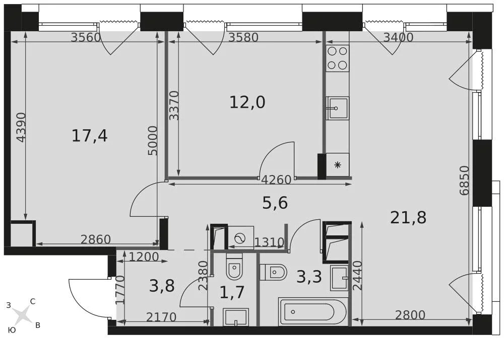 Продам 3-комн. квартиру 66.2 кв.м. - Фото 1