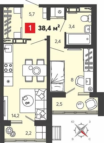 Продается квартира, 38.4 м - Фото 0