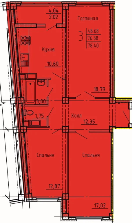 Продается квартира, 78.4 м - Фото 2