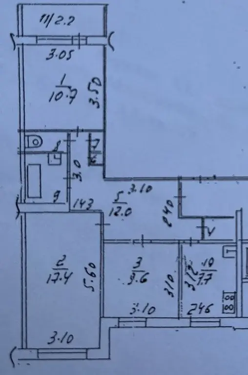 3 комнатная квартира в Домодедово, мкр. Авиационный. ул. Королева, д.3 - Фото 10