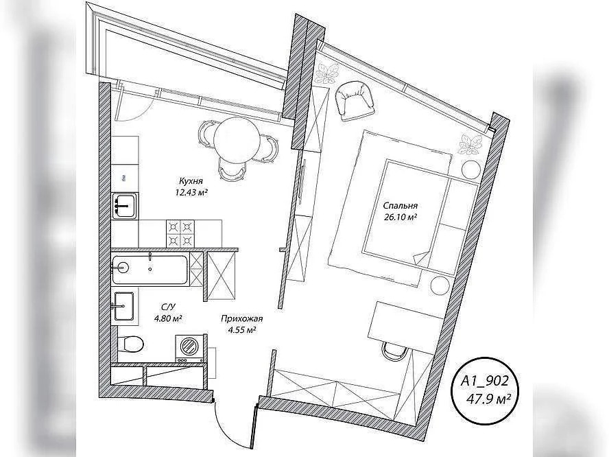 Продам 1-комн. квартиру 47.9 кв.м. - Фото 0