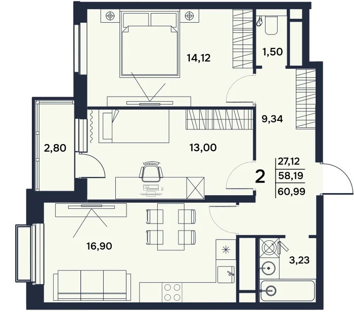 Продается квартира, 60.99 м - Фото 1